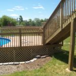 home improvement swimming pool deck with pole stairs
